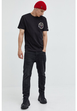 Tommy Jeans Памучна тениска в черно с апликация - Pepit.bg