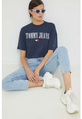 Tommy Jeans Памучна тениска в тъмносиньо - Pepit.bg