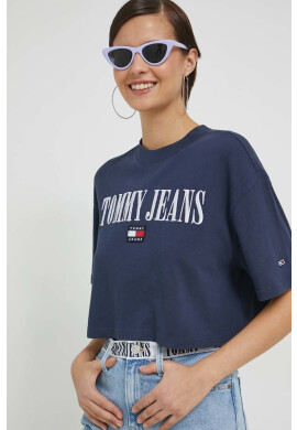 Tommy Jeans Памучна тениска в тъмносиньо - Pepit.bg