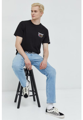 Tommy Jeans Памучна тениска в черно с принт - Pepit.bg