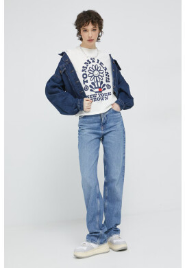 Tommy Jeans Памучна тениска в бежово - Pepit.bg