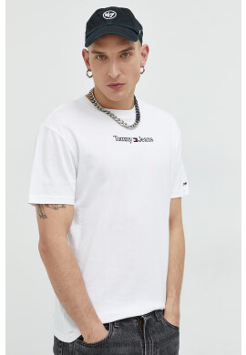 Tommy Jeans Памучна тениска в бяло с апликация - Pepit.bg