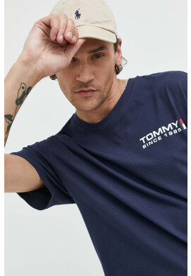 Tommy Jeans Памучна тениска в тъмносиньо с принт - Pepit.bg