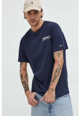 Tommy Jeans Памучна тениска в тъмносиньо с принт - Pepit.bg
