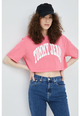 Tommy Jeans Памучна тениска в розово - Pepit.bg