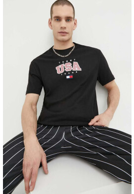 Tommy Jeans Памучна тениска в черно с принт - Pepit.bg