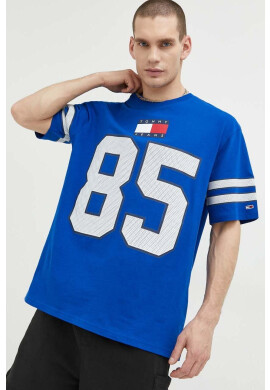 Tommy Jeans Памучна тениска в синьо с принт - Pepit.bg
