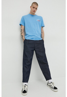 Tommy Jeans Памучна тениска в синьо с апликация - Pepit.bg