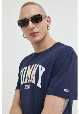 Tommy Jeans Памучна тениска в тъмносиньо с принт - Pepit.bg