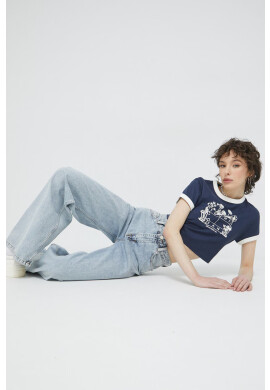 Tommy Jeans Памучна тениска в тъмносиньо - Pepit.bg