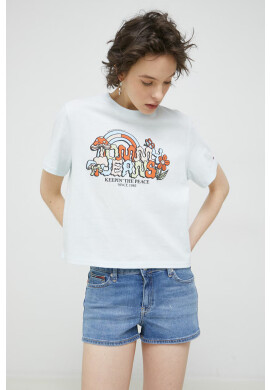 Tommy Jeans Памучна тениска в бяло с апликация - Pepit.bg