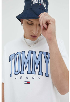 Tommy Jeans Памучна тениска в бяло с принт - Pepit.bg