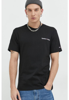 Tommy Jeans Памучна тениска в черно с принт - Pepit.bg