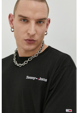 Tommy Jeans Памучна тениска в черно с апликация - Pepit.bg