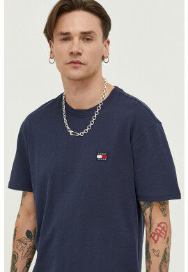 Tommy Jeans Памучна тениска в тъмносиньо с апликация - Pepit.bg