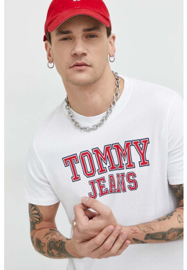 Tommy Jeans Памучна тениска в бяло с принт - Pepit.bg