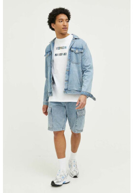 Tommy Jeans Памучна тениска в бяло с десен - Pepit.bg