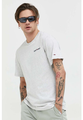Tommy Jeans Памучна тениска в сиво с апликация - Pepit.bg