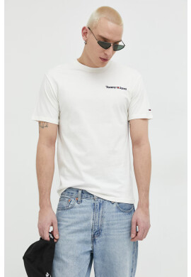 Tommy Jeans Памучна тениска в бяло с апликация - Pepit.bg