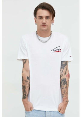 Tommy Jeans Памучна тениска в бяло с апликация - Pepit.bg