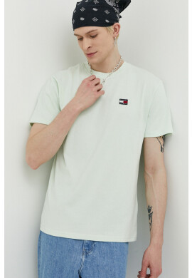 Tommy Jeans Памучна тениска в зелено с апликация - Pepit.bg