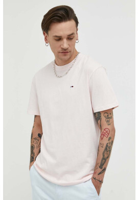 Tommy Jeans Памучна тениска в розово с изчистен дизайн - Pepit.bg