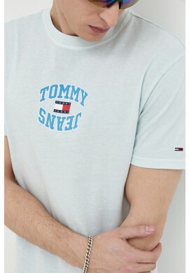 Tommy Jeans Памучна тениска в тюркоазено с апликация - Pepit.bg