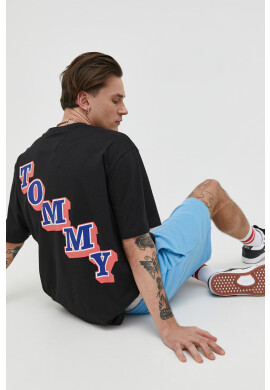 Tommy Jeans Памучна тениска в сиво с апликация - Pepit.bg
