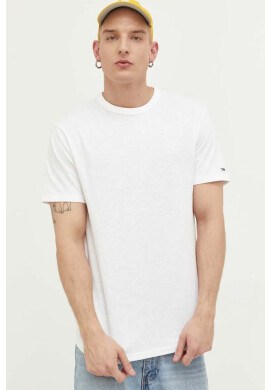 Tommy Jeans Памучна тениска в бежово с апликация - Pepit.bg