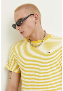Tommy Jeans Памучна тениска в жълто с десен - Pepit.bg