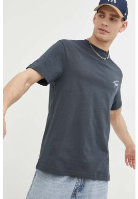 Tommy Jeans Памучна тениска в сиво меланж на - Pepit.bg