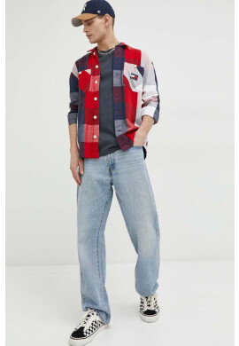Tommy Jeans Памучна тениска в сиво меланж на - Pepit.bg