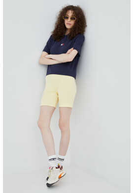 Tommy Jeans Памучна тениска в тъмносиньо с яка тип peter pan - Pepit.bg