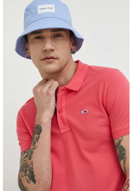 Tommy Jeans Памучна тениска с яка в синьо с изчистен дизайн - Pepit.bg