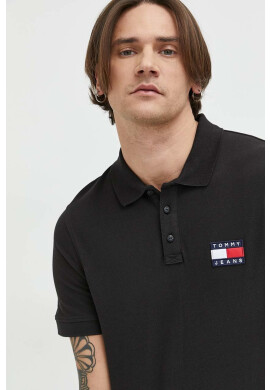 Tommy Jeans Памучна тениска с яка в бежово с десен - Pepit.bg