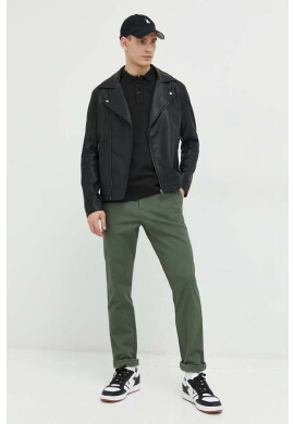 Tommy Jeans Памучна тениска с яка в черно с апликация - Pepit.bg