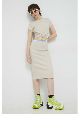 Tommy Jeans Пола в бежово среднодълъг модел със стандартна кройка - Pepit.bg