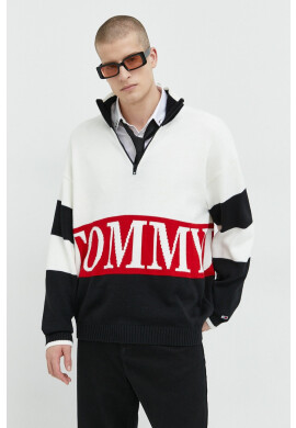 Tommy Jeans Пуловер мъжки в бяло - Pepit.bg