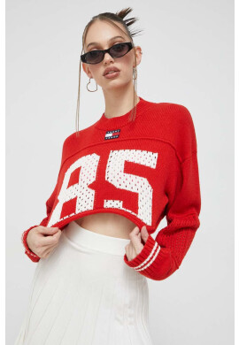 Tommy Jeans Пуловер дамски в червено - Pepit.bg