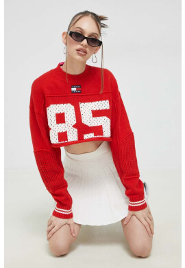 Tommy Jeans Пуловер дамски в червено - Pepit.bg