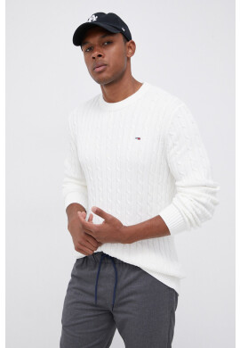 Tommy Jeans Пуловер мъжки в бяло от лека материя - Pepit.bg