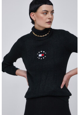 Tommy Jeans Пуловер дамски в черно с поло - Pepit.bg