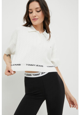 Tommy Jeans Пуловер дамски в бяло от лека материя - Pepit.bg