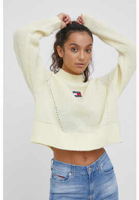 Tommy Jeans Пуловер с вълна дамски в жълто от лека материя - Pepit.bg