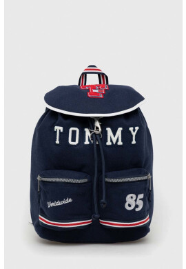 Tommy Jeans Раница с вълна в тъмносиньо голям размер с десен - Pepit.bg