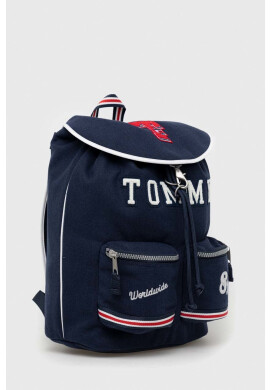Tommy Jeans Раница с вълна в тъмносиньо голям размер с десен - Pepit.bg