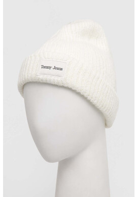 Tommy Jeans Шапка с вълна в бяло от плътен трикотаж - Pepit.bg