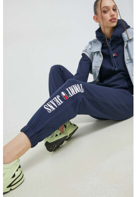 Tommy Jeans Спортен панталон в тъмносиньо с принт - Pepit.bg