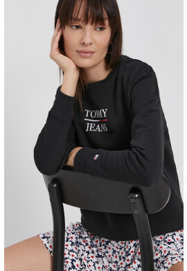 Tommy Jeans Суичър дамски в черно с принт - Pepit.bg