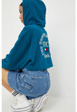 Tommy Jeans Суичър в тюркоазено с апликация - Pepit.bg